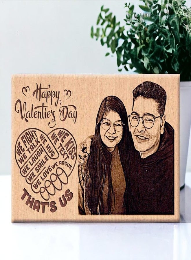 GFTBX Personalized Wooden Engraved Photo Frame and Keychain Combo | Custom Photo & Name Gift for Valentine’s Day | Romantic Couple Gift for Him & Her - Image 4